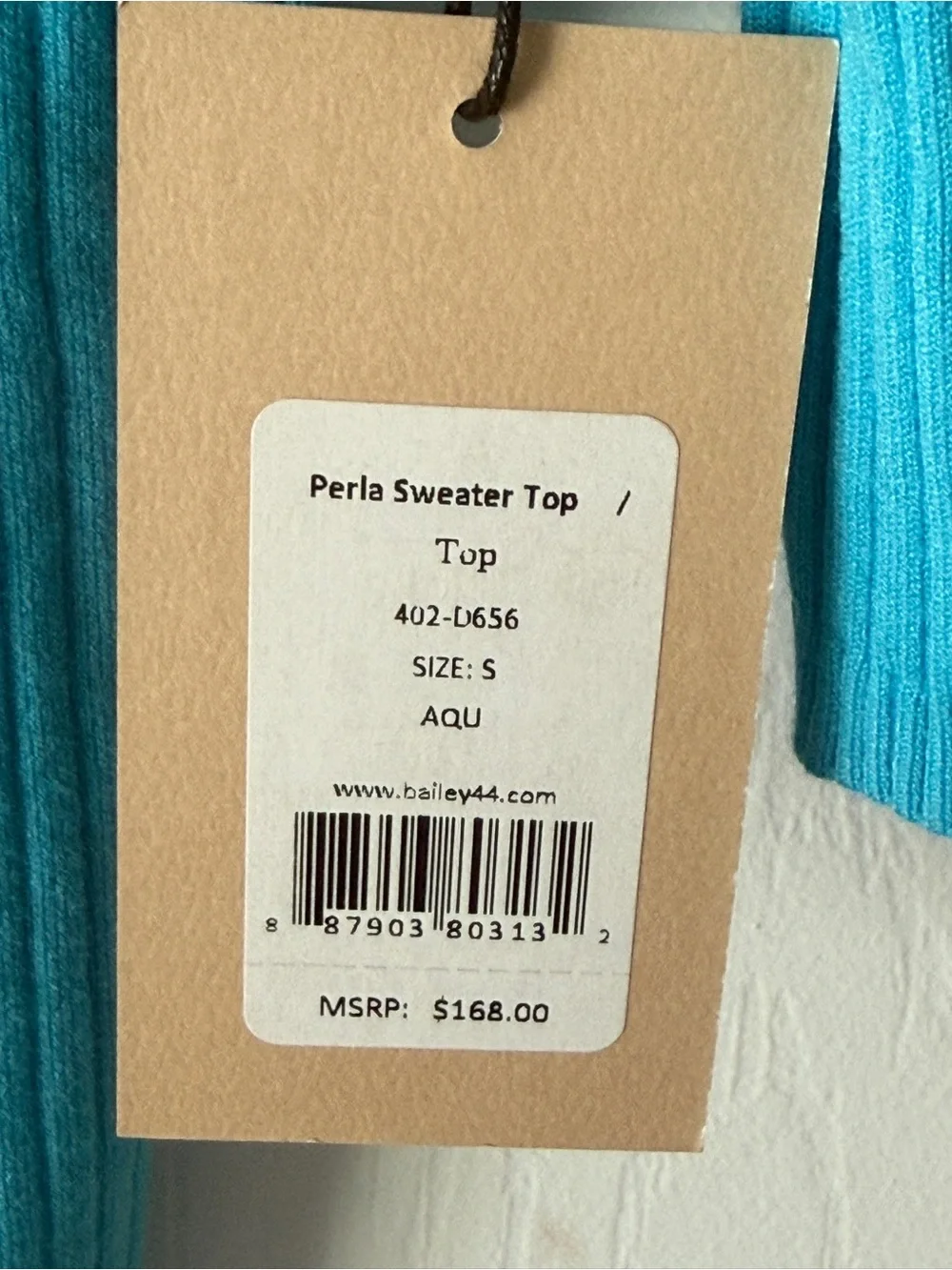 NWT Bailey 44 LaPerla  Cut Out TopSweater Aqua Blue Short Sleeve Size S
